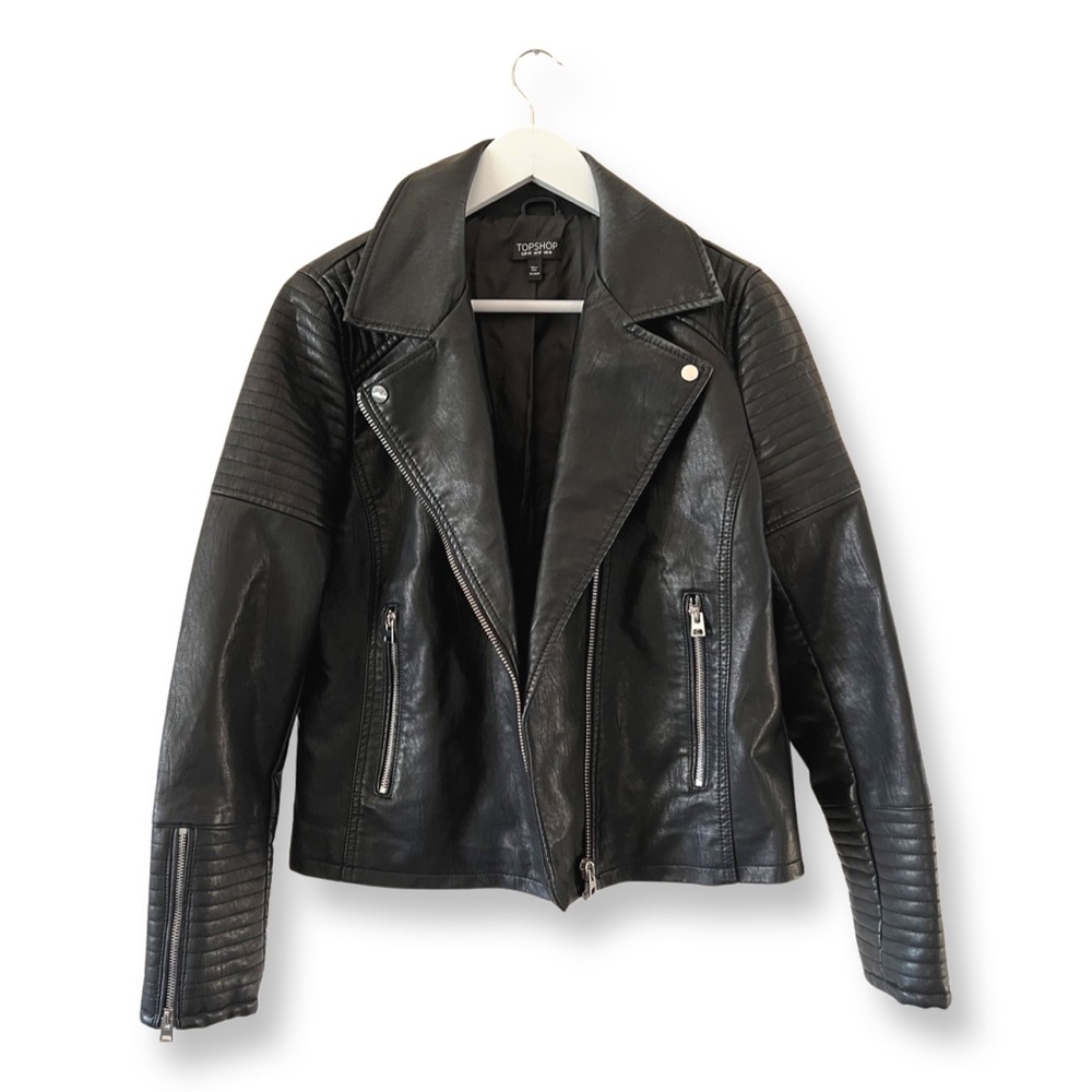 Topshop | Black Moto Faux Leather Jacket